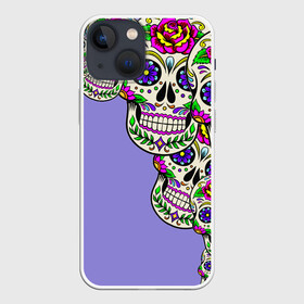 Чехол для iPhone 13 mini с принтом Calavera 2 в Петрозаводске,  |  | color | краски | мексиканский | череп