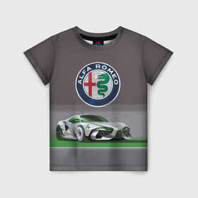 Детская футболка 3D с принтом Alfa Romeo motorsport в Петрозаводске, 100% гипоаллергенный полиэфир | прямой крой, круглый вырез горловины, длина до линии бедер, чуть спущенное плечо, ткань немного тянется | alfa romeo | car | italy | motorsport | prestige | автоспорт | альфа ромео | италия | престиж