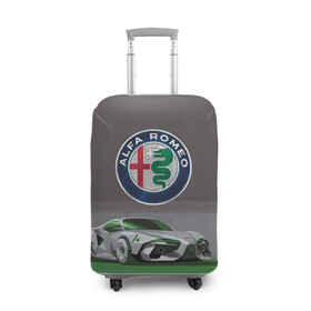 Чехол для чемодана 3D с принтом Alfa Romeo motorsport в Петрозаводске, 86% полиэфир, 14% спандекс | двустороннее нанесение принта, прорези для ручек и колес | alfa romeo | car | italy | motorsport | prestige | автоспорт | альфа ромео | италия | престиж
