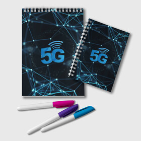 Блокнот с принтом 5G Network в Петрозаводске, 100% бумага | 48 листов, плотность листов — 60 г/м2, плотность картонной обложки — 250 г/м2. Листы скреплены удобной пружинной спиралью. Цвет линий — светло-серый
 | 4g | 5g | 5g картинки | 5g мемы | 5g рисунок | internet | network | print | speed | плакат | пнг | постер | против 5g