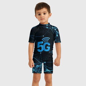 Детский купальный костюм 3D с принтом 5G Network в Петрозаводске, Полиэстер 85%, Спандекс 15% | застежка на молнии на спине | 4g | 5g | 5g картинки | 5g мемы | 5g рисунок | internet | network | print | speed | плакат | пнг | постер | против 5g