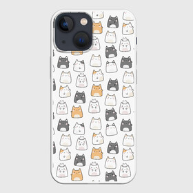 Чехол для iPhone 13 mini с принтом Толстые котики в Петрозаводске,  |  | cute | japan | japanese | k pop | kawaii | korea | korean | детские | забавные | к поп | кавайные | кей поп | корейские | котики | коты | котята | котятки | кошки | милые | прикольные | пухленькие | пухлые | смешные | счастливые