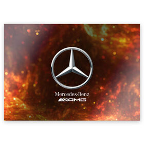 Поздравительная открытка с принтом MERCEDES / МЕРСЕДЕС в Петрозаводске, 100% бумага | плотность бумаги 280 г/м2, матовая, на обратной стороне линовка и место для марки
 | amg | auto | bens | benz | logo | merc | mercedes | mercedes benz | mersedes | moto | star | vthctltc | авто | амг | бенц | звезда | класс | лого | логотип | мерин | мерс | мерседес | мерседес бенц | мото | символ | символы | ьуксувуы