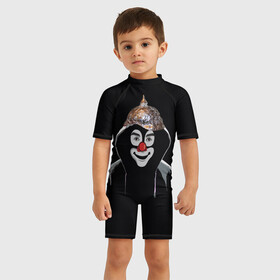 Детский купальный костюм 3D с принтом Клоун в шапочке в Петрозаводске, Полиэстер 85%, Спандекс 15% | застежка на молнии на спине | 5g вышки | клоун | связь | фобия | фольга