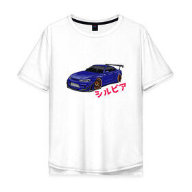 Мужская футболка хлопок Oversize с принтом Nissan Silvia Слива в Петрозаводске, 100% хлопок | свободный крой, круглый ворот, “спинка” длиннее передней части | d1 | daily | drift | drifting | japan | japanese | jdm | nissan | racing | russian | s12 | s13 | s14 | s15 | series | silvia | stilov | street racing | гонки | двигатель sr | дрифт | дрифтинг | серия | слива | стилов | тюнинг | уличные гонки