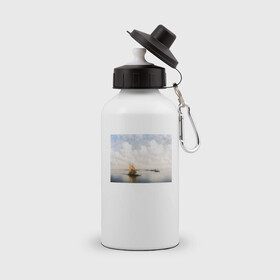 Бутылка спортивная с принтом картина Айвазовского в Петрозаводске, металл | емкость — 500 мл, в комплекте две пластиковые крышки и карабин для крепления | айвазовский | корабль | море | облака | рисунок