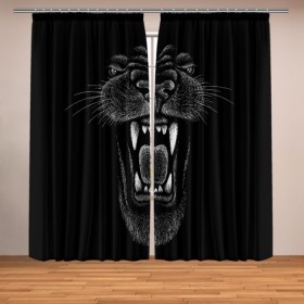 Фотошторы с принтом Черная пантера в Петрозаводске, Блэкаут (светозащита 90%) / Габардин (светозащита 40% | 2 полотна шириной по 145 см; Высота 200-300 см; Крепление: шторная лента (на крючки); | Тематика изображения на принте: big | black | cat | danger | jungle | king | leopard | panter | panther | picture | большая | большой | джунглей | джунгли | зубы | король | кот | кошка | леопард | мелками | опасная | опасный | охотник | пантера | пасть | рисунок | хищник | 