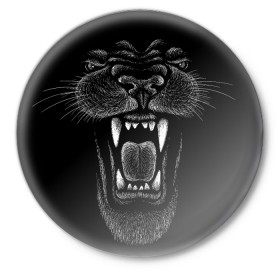 Значок с принтом Черная пантера в Петрозаводске,  металл | круглая форма, металлическая застежка в виде булавки | big | black | cat | danger | jungle | king | leopard | panter | panther | picture | большая | большой | джунглей | джунгли | зубы | король | кот | кошка | леопард | мелками | опасная | опасный | охотник | пантера | пасть | рисунок | хищник | 