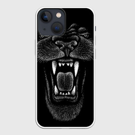 Чехол для iPhone 13 mini с принтом Черная пантера в Петрозаводске,  |  | Тематика изображения на принте: big | black | cat | danger | jungle | king | leopard | panter | panther | picture | большая | большой | джунглей | джунгли | зубы | король | кот | кошка | леопард | мелками | опасная | опасный | охотник | пантера | пасть | рисунок | хищник | 