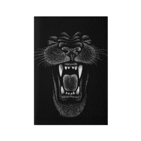 Обложка для паспорта матовая кожа с принтом Черная пантера в Петрозаводске, натуральная матовая кожа | размер 19,3 х 13,7 см; прозрачные пластиковые крепления | big | black | cat | danger | jungle | king | leopard | panter | panther | picture | большая | большой | джунглей | джунгли | зубы | король | кот | кошка | леопард | мелками | опасная | опасный | охотник | пантера | пасть | рисунок | хищник | 