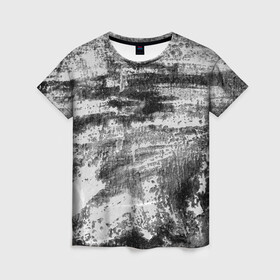 Женская футболка 3D с принтом Black only в Петрозаводске, 100% полиэфир ( синтетическое хлопкоподобное полотно) | прямой крой, круглый вырез горловины, длина до линии бедер | белый | паттерн | серый | стена | текстура | уголь | черный | штрихи | штукатурка
