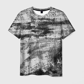 Мужская футболка 3D с принтом Black only в Петрозаводске, 100% полиэфир | прямой крой, круглый вырез горловины, длина до линии бедер | белый | паттерн | серый | стена | текстура | уголь | черный | штрихи | штукатурка