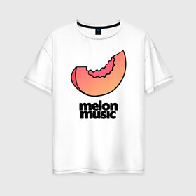 Женская футболка хлопок Oversize с принтом MELON MUSIC в Петрозаводске, 100% хлопок | свободный крой, круглый ворот, спущенный рукав, длина до линии бедер
 | mayot | melon | music | seemee | yungway | вэй | дыни | майот | мелон | мьюзик | сими | янг | янгвэй