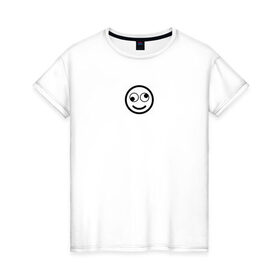 Женская футболка хлопок с принтом SMILE в Петрозаводске, 100% хлопок | прямой крой, круглый вырез горловины, длина до линии бедер, слегка спущенное плечо | майка | майка смайлик | смайл | смайлик | топ