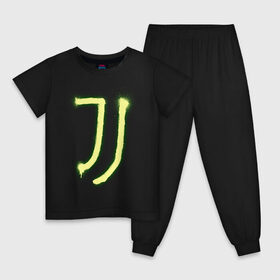 Детская пижама хлопок с принтом Juventus | Spray logo (2021) в Петрозаводске, 100% хлопок |  брюки и футболка прямого кроя, без карманов, на брюках мягкая резинка на поясе и по низу штанин
 | 0x000000123 | juve | juventus | ronaldo | юве | ювентус