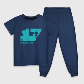 Детская пижама хлопок с принтом FC Barcelona | Griezmann Number 17 (2021) в Петрозаводске, 100% хлопок |  брюки и футболка прямого кроя, без карманов, на брюках мягкая резинка на поясе и по низу штанин
 | 