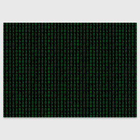 Поздравительная открытка с принтом Бинарный код в Петрозаводске, 100% бумага | плотность бумаги 280 г/м2, матовая, на обратной стороне линовка и место для марки
 | 1 и 0 | binary | computer | green | matrix | programming | stream | streaming | system | бинарный | буквы | двоичная | двоичный | единицы | зеленые | код | кода | компьютерный | матрица | нули | поток | программирование | символы