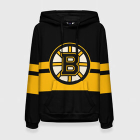 Женская толстовка 3D с принтом BOSTON BRUINS NHL в Петрозаводске, 100% полиэстер  | двухслойный капюшон со шнурком для регулировки, мягкие манжеты на рукавах и по низу толстовки, спереди карман-кенгуру с мягким внутренним слоем. | black | boston | bruins | hockey | ice | logo | nhl | sport | usa | бостон | брюинз | логотип | нхл | спорт | хоккей