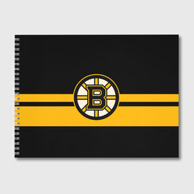 Альбом для рисования с принтом BOSTON BRUINS NHL в Петрозаводске, 100% бумага
 | матовая бумага, плотность 200 мг. | black | boston | bruins | hockey | ice | logo | nhl | sport | usa | бостон | брюинз | логотип | нхл | спорт | хоккей