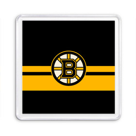 Магнит 55*55 с принтом BOSTON BRUINS NHL в Петрозаводске, Пластик | Размер: 65*65 мм; Размер печати: 55*55 мм | black | boston | bruins | hockey | ice | logo | nhl | sport | usa | бостон | брюинз | логотип | нхл | спорт | хоккей