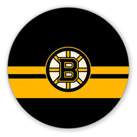 Коврик для мышки круглый с принтом BOSTON BRUINS NHL в Петрозаводске, резина и полиэстер | круглая форма, изображение наносится на всю лицевую часть | Тематика изображения на принте: black | boston | bruins | hockey | ice | logo | nhl | sport | usa | бостон | брюинз | логотип | нхл | спорт | хоккей
