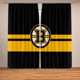 Фотошторы с принтом BOSTON BRUINS NHL в Петрозаводске, Блэкаут (светозащита 90%) / Габардин (светозащита 40% | 2 полотна шириной по 145 см; Высота 200-300 см; Крепление: шторная лента (на крючки); | Тематика изображения на принте: black | boston | bruins | hockey | ice | logo | nhl | sport | usa | бостон | брюинз | логотип | нхл | спорт | хоккей