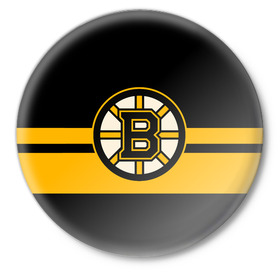 Значок с принтом BOSTON BRUINS NHL в Петрозаводске,  металл | круглая форма, металлическая застежка в виде булавки | Тематика изображения на принте: black | boston | bruins | hockey | ice | logo | nhl | sport | usa | бостон | брюинз | логотип | нхл | спорт | хоккей