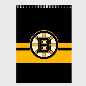 Скетчбук с принтом BOSTON BRUINS NHL в Петрозаводске, 100% бумага
 | 48 листов, плотность листов — 100 г/м2, плотность картонной обложки — 250 г/м2. Листы скреплены сверху удобной пружинной спиралью | Тематика изображения на принте: black | boston | bruins | hockey | ice | logo | nhl | sport | usa | бостон | брюинз | логотип | нхл | спорт | хоккей