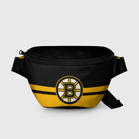 Поясная сумка 3D с принтом BOSTON BRUINS NHL в Петрозаводске, 100% полиэстер | плотная ткань, ремень с регулируемой длиной, внутри несколько карманов для мелочей, основное отделение и карман с обратной стороны сумки застегиваются на молнию | black | boston | bruins | hockey | ice | logo | nhl | sport | usa | бостон | брюинз | логотип | нхл | спорт | хоккей