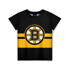 Детская футболка 3D с принтом BOSTON BRUINS NHL в Петрозаводске, 100% гипоаллергенный полиэфир | прямой крой, круглый вырез горловины, длина до линии бедер, чуть спущенное плечо, ткань немного тянется | black | boston | bruins | hockey | ice | logo | nhl | sport | usa | бостон | брюинз | логотип | нхл | спорт | хоккей