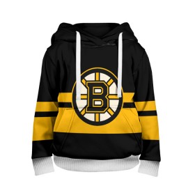 Детская толстовка 3D с принтом BOSTON BRUINS NHL в Петрозаводске, 100% полиэстер | двухслойный капюшон со шнурком для регулировки, мягкие манжеты на рукавах и по низу толстовки, спереди карман-кенгуру с мягким внутренним слоем | black | boston | bruins | hockey | ice | logo | nhl | sport | usa | бостон | брюинз | логотип | нхл | спорт | хоккей