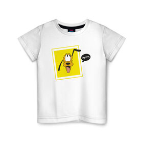 Детская футболка хлопок с принтом Плуто в Петрозаводске, 100% хлопок | круглый вырез горловины, полуприлегающий силуэт, длина до линии бедер | Тематика изображения на принте: pluto | плуто