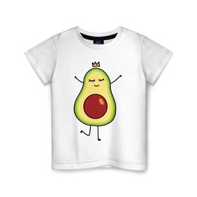 Детская футболка хлопок с принтом Милое авокадо в Петрозаводске, 100% хлопок | круглый вырез горловины, полуприлегающий силуэт, длина до линии бедер | авокадо | милое