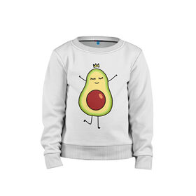 Детский свитшот хлопок с принтом Милое авокадо в Петрозаводске, 100% хлопок | круглый вырез горловины, эластичные манжеты, пояс и воротник | Тематика изображения на принте: авокадо | милое