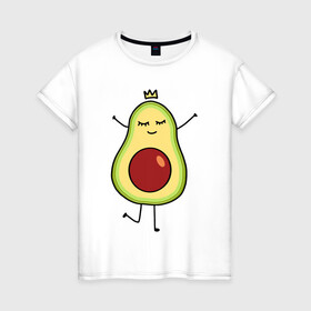 Женская футболка хлопок с принтом Милое авокадо в Петрозаводске, 100% хлопок | прямой крой, круглый вырез горловины, длина до линии бедер, слегка спущенное плечо | авокадо | милое