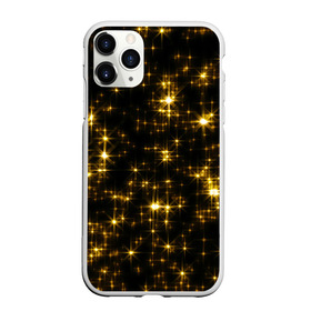 Чехол для iPhone 11 Pro матовый с принтом Золотые звёзды в Петрозаводске, Силикон |  | Тематика изображения на принте: блеск | звёзды | золото | ночь | сияние | темнота | черный