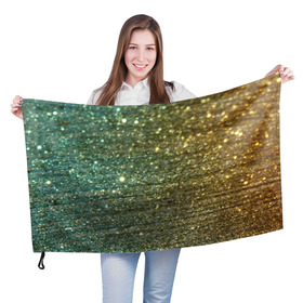 Флаг 3D с принтом Бирюзовый блеск в Петрозаводске, 100% полиэстер | плотность ткани — 95 г/м2, размер — 67 х 109 см. Принт наносится с одной стороны | бирюзовый | блеск | блестящая пыль | зелёный | стразы
