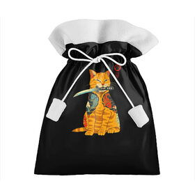 Подарочный 3D мешок с принтом Котик в Петрозаводске, 100% полиэстер | Размер: 29*39 см | животное | зверь | катана | кот | котейка | котик | котэ | лайки | лапка | мем | мемы | милый кот | мяу | неон | нож | отпечаток | след