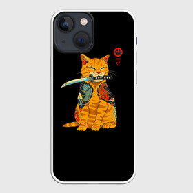 Чехол для iPhone 13 mini с принтом Котик в Петрозаводске,  |  | животное | зверь | катана | кот | котейка | котик | котэ | лайки | лапка | мем | мемы | милый кот | мяу | неон | нож | отпечаток | след