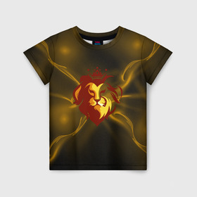 Детская футболка 3D с принтом King Lion в Петрозаводске, 100% гипоаллергенный полиэфир | прямой крой, круглый вырез горловины, длина до линии бедер, чуть спущенное плечо, ткань немного тянется | king | lion | trand | король | лев | потерялся