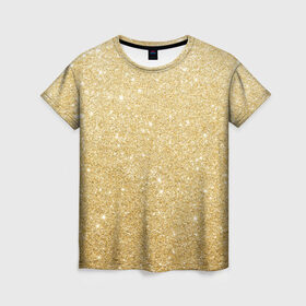 Женская футболка 3D с принтом Золотой песок в Петрозаводске, 100% полиэфир ( синтетическое хлопкоподобное полотно) | прямой крой, круглый вырез горловины, длина до линии бедер | блеск | блёстки | золото | песок | розовое золото | розовый | сияние | стразы