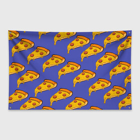 Флаг-баннер с принтом Кусочки пиццы в Петрозаводске, 100% полиэстер | размер 67 х 109 см, плотность ткани — 95 г/м2; по краям флага есть четыре люверса для крепления | pizza | колбаски | кусочки пиццы | паперонни | пицца | сырная пицца