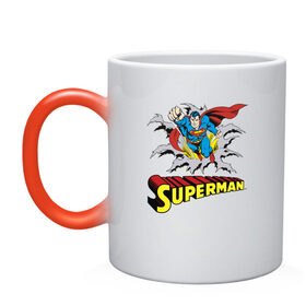 Кружка хамелеон с принтом Superman в Петрозаводске, керамика | меняет цвет при нагревании, емкость 330 мл | man | steel | superman | vdzajul | супермен | супермэн
