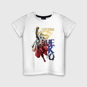 Детская футболка хлопок с принтом HERO в Петрозаводске, 100% хлопок | круглый вырез горловины, полуприлегающий силуэт, длина до линии бедер | man | steel | superman | vdzajul | супермен | супермэн