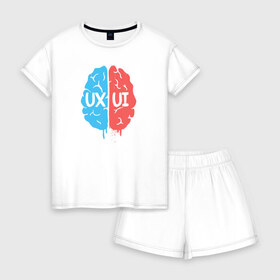 Женская пижама с шортиками хлопок с принтом UX UI Brain в Петрозаводске, 100% хлопок | футболка прямого кроя, шорты свободные с широкой мягкой резинкой | cmyk | design | designer | illustrator | photoshop | rgb | дезигнер | дизайн | дизанер | ргб