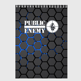 Скетчбук с принтом PUBLIC ENEMY в Петрозаводске, 100% бумага
 | 48 листов, плотность листов — 100 г/м2, плотность картонной обложки — 250 г/м2. Листы скреплены сверху удобной пружинной спиралью | Тематика изображения на принте: public enemy | rap | музыка | паблик энеми | рэп