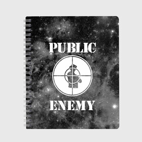 Тетрадь с принтом PUBLIC ENEMY в Петрозаводске, 100% бумага | 48 листов, плотность листов — 60 г/м2, плотность картонной обложки — 250 г/м2. Листы скреплены сбоку удобной пружинной спиралью. Уголки страниц и обложки скругленные. Цвет линий — светло-серый
 | public enemy | rap | музыка | паблик энеми | рэп