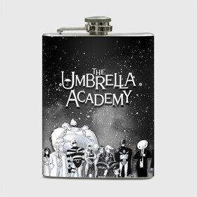 Фляга с принтом The Umbrella Academy в Петрозаводске, металлический корпус | емкость 0,22 л, размер 125 х 94 мм. Виниловая наклейка запечатывается полностью | Тематика изображения на принте: the umbrella academy | umbrella | академия амбрелла | амбрелла | герб | зонтик