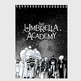 Скетчбук с принтом The Umbrella Academy в Петрозаводске, 100% бумага
 | 48 листов, плотность листов — 100 г/м2, плотность картонной обложки — 250 г/м2. Листы скреплены сверху удобной пружинной спиралью | the umbrella academy | umbrella | академия амбрелла | амбрелла | герб | зонтик