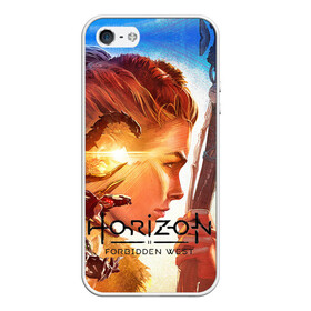 Чехол для iPhone 5/5S матовый с принтом Horizon Forbidden West в Петрозаводске, Силикон | Область печати: задняя сторона чехла, без боковых панелей | Тематика изображения на принте: aloy | guerrilla games | horizon forbidden west | hunt | zero dawn | горизонт | запретный запад | игры | нулевой рассвет | охота | элой